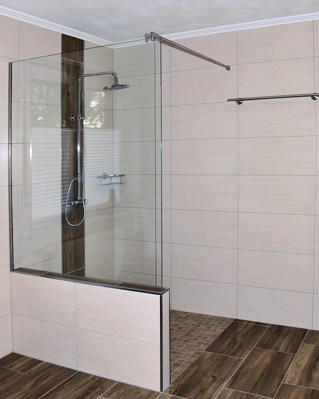 Elegantes Duschabtrennung Halb Mauer Halb Glas Bild