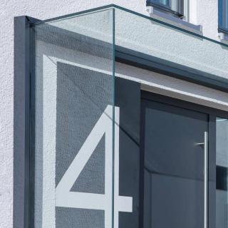 Detailansicht Der Glaskanten Des Haustürüberdachung Duravento
