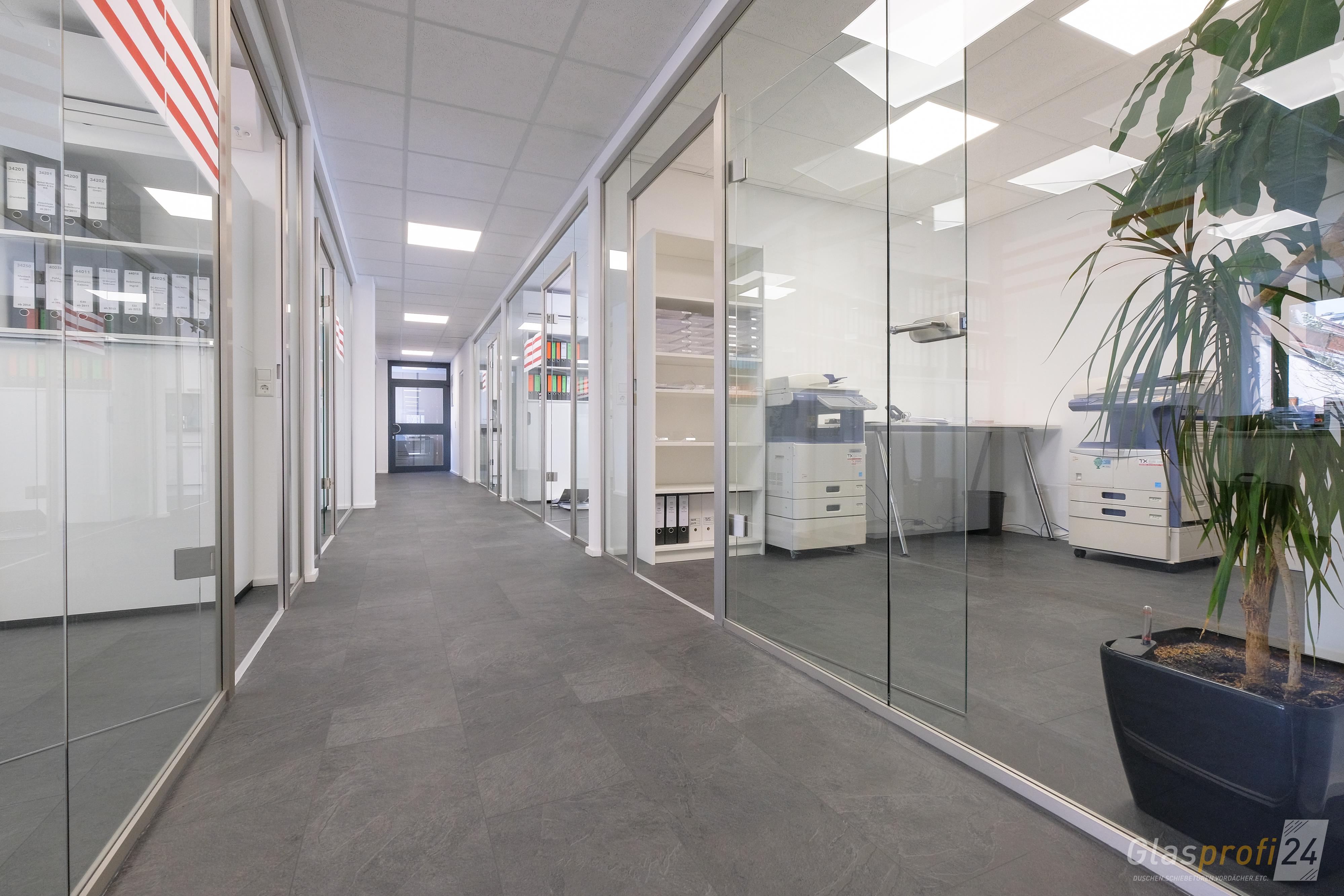 Bürotrennwand aus Glas mit Tür GLASPROFI24