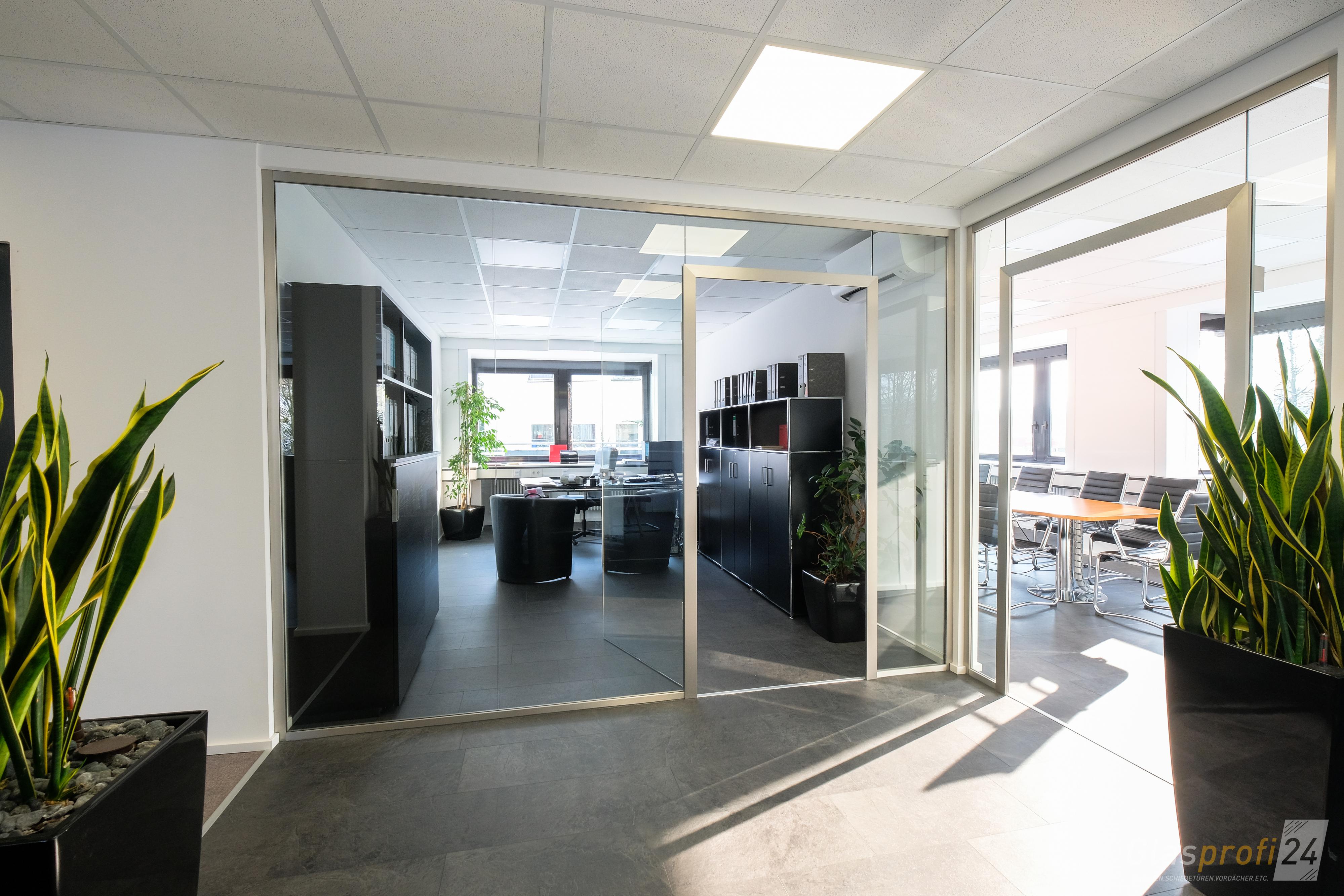 Bürotrennwand aus Glas mit Tür GLASPROFI24