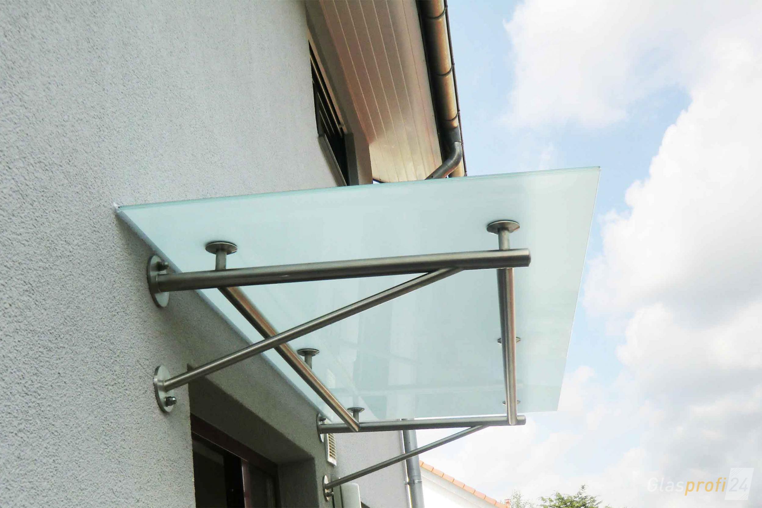 Edelstahlvordach mit Glas TRAVE GLASPROFI24