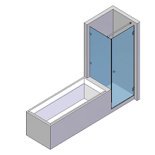 Glas-dusche mit Badewannen-anschluss und einer Tür und einem kurzen Seitenteil