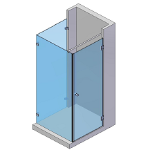 U-form-dusche mit zwei Festteilen und einer Tür