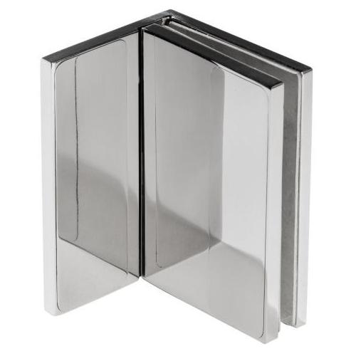 Winkelverbinder Wand-Glas mit Abdeckplatte in Edelstahl matt oder Hochglanz der Beschlagserie Fermata