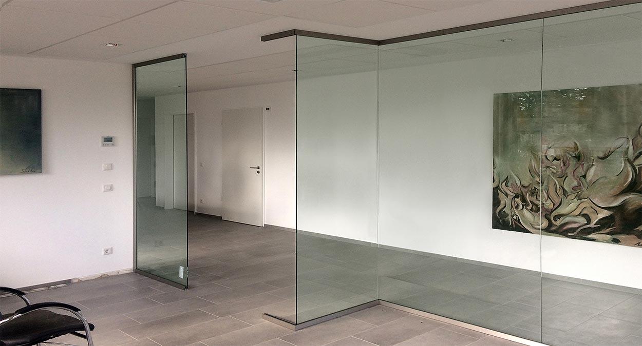 GlasTrennwand Slim nach Maß gefertigt GLASPROFI24