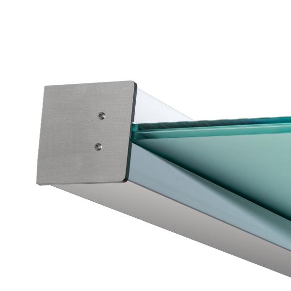 Detail DURAVENTO Glas ist sicher eingespannt, Sicherheitsstift verhindert Herausrutschen