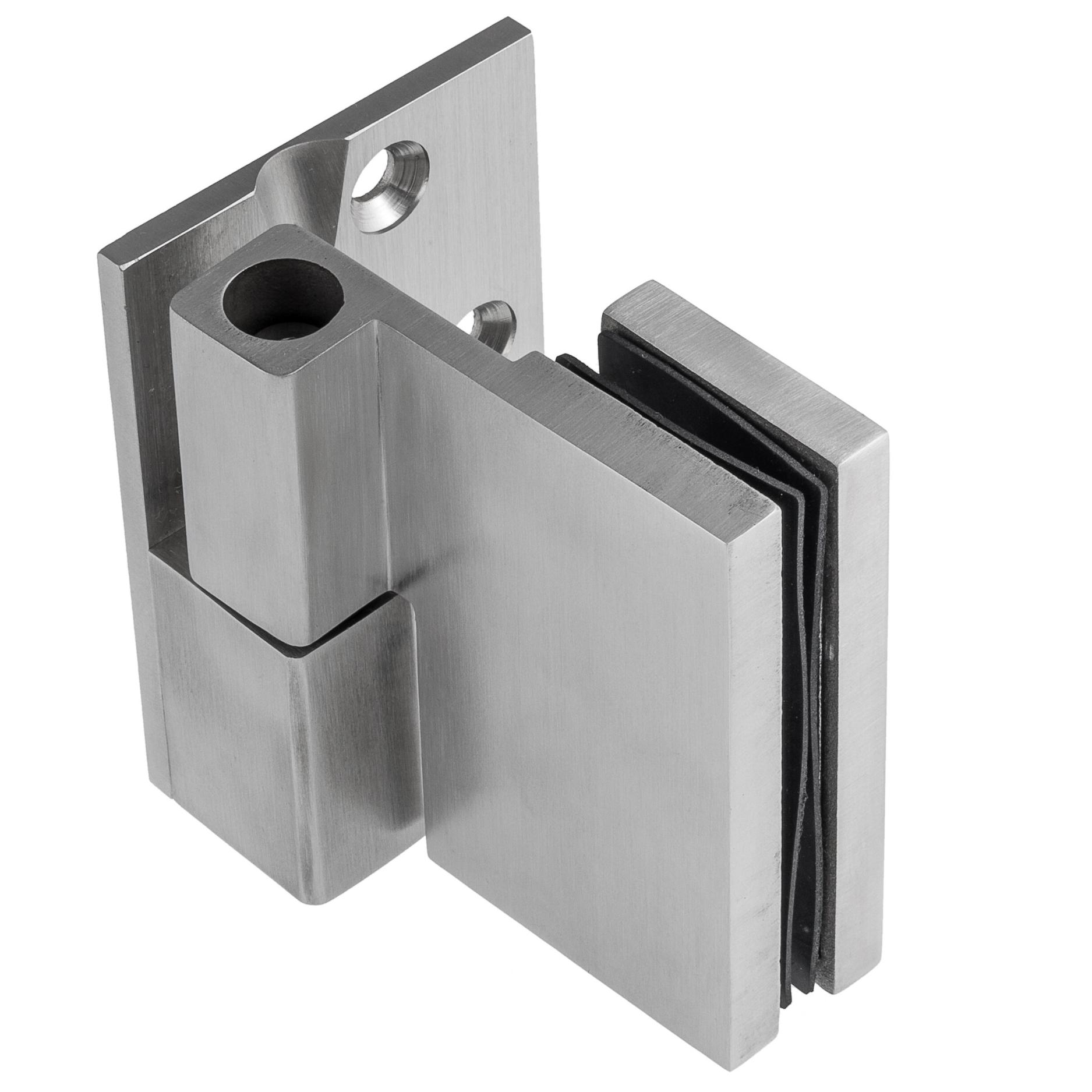 Glas Wand Scharnier 90 Grad mit Abdeckplatte matt der Serie Netto