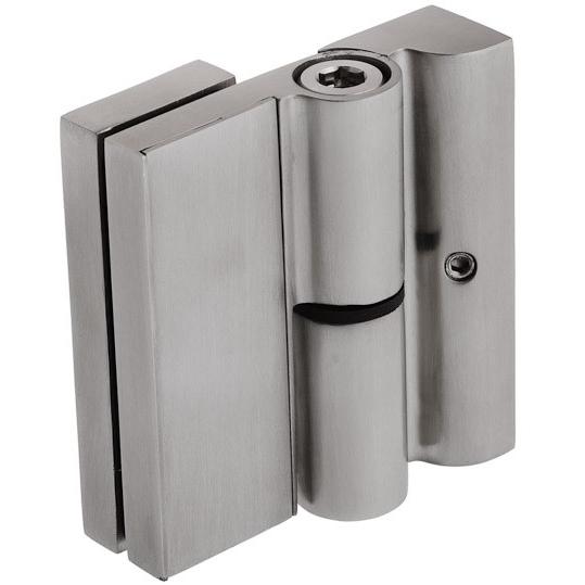 Wand-Glas Scharnier 90 Grad mit Abdeckplatte flächenbündig der Beschlagserie Angular