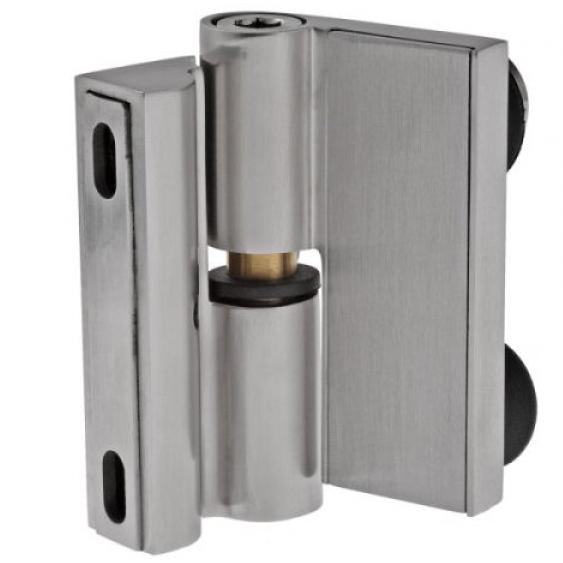 Winkelverbinder Wand Glas 90 Grad linear flächenbündig mit Hebe-Senk-Funktion und Abdeckplatte der Beschlagserie Angular